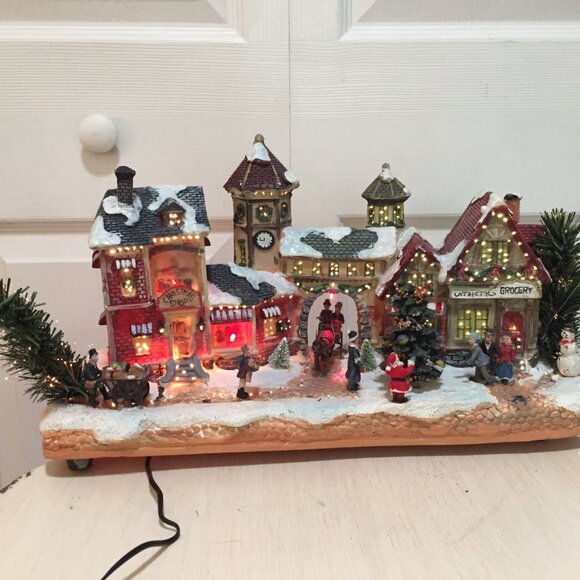 Vintage Victorian Village Fiber Optic Christmas Scene Village Display w/Original - Picture 7 of 11